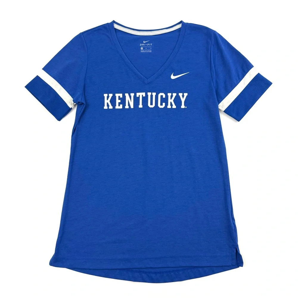Nike Blue University of Kentucky V-Neck Short Sleeve T-Shirt Logo